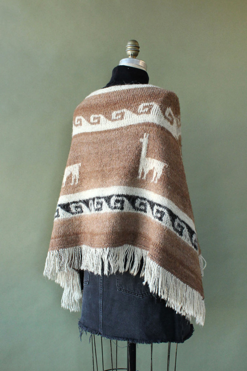 Alpaca Fringe Poncho XS-M