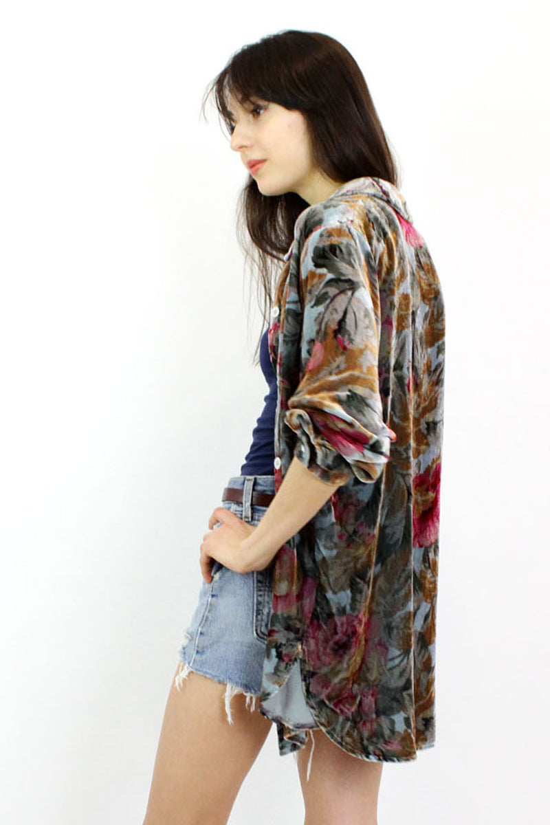 Velvet Floral Buttondown