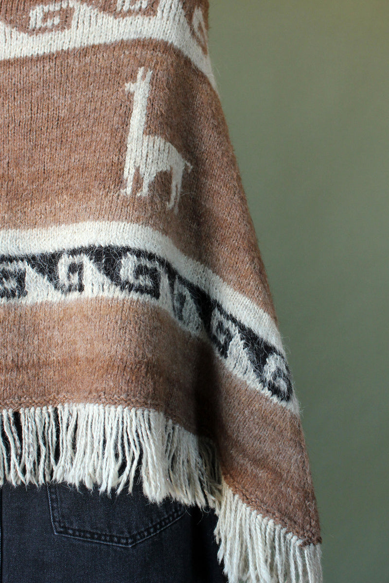 Alpaca Fringe Poncho XS-M