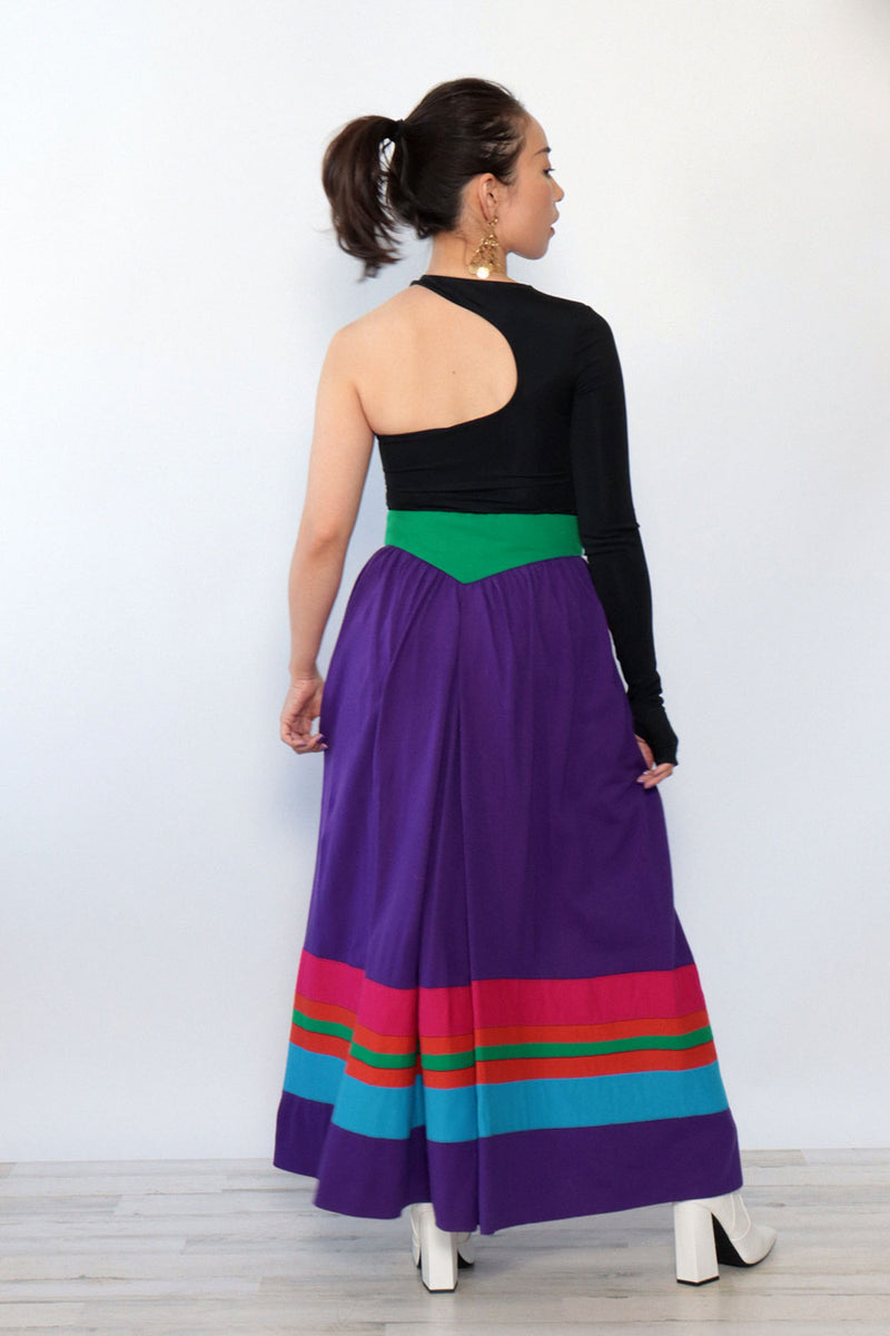 Corset Waist Color Block Skirt S/M