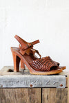70s Wood Woven Sandals 7 1/2