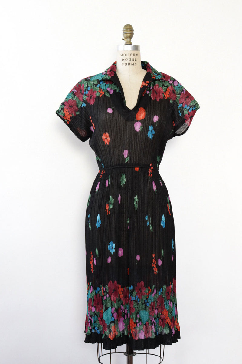 Fruity Print Pleated Dress M/L
