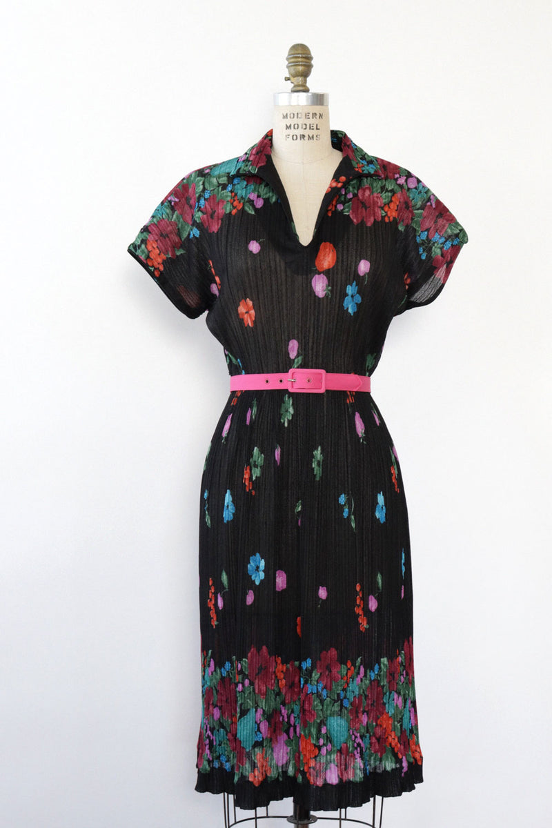 Fruity Print Pleated Dress M/L