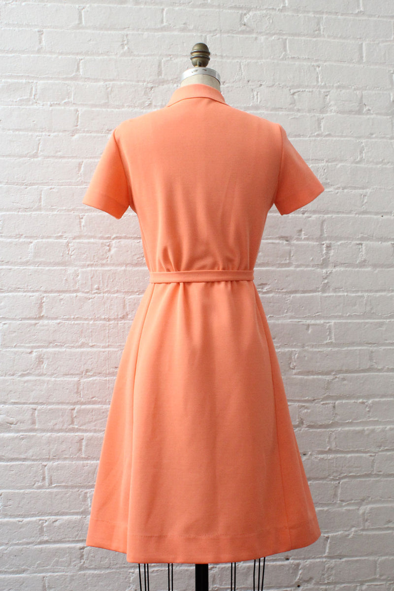 lacoste orange dress 60s Lacoste Dress David Crystal Orange Polo Short Sleeve Button Front Pique Knit Pockets Mod Preppy Tennis Vintage Lacoste Style Medium M