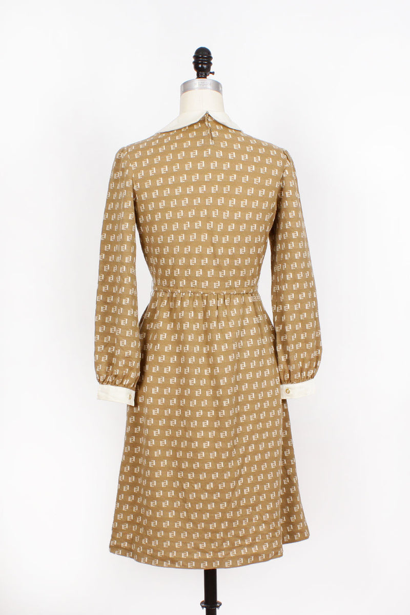 Split Collar 70s Emblem Dress S/M