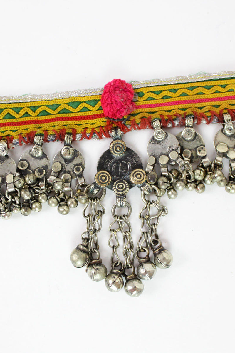 embroidered tribal choker with bells