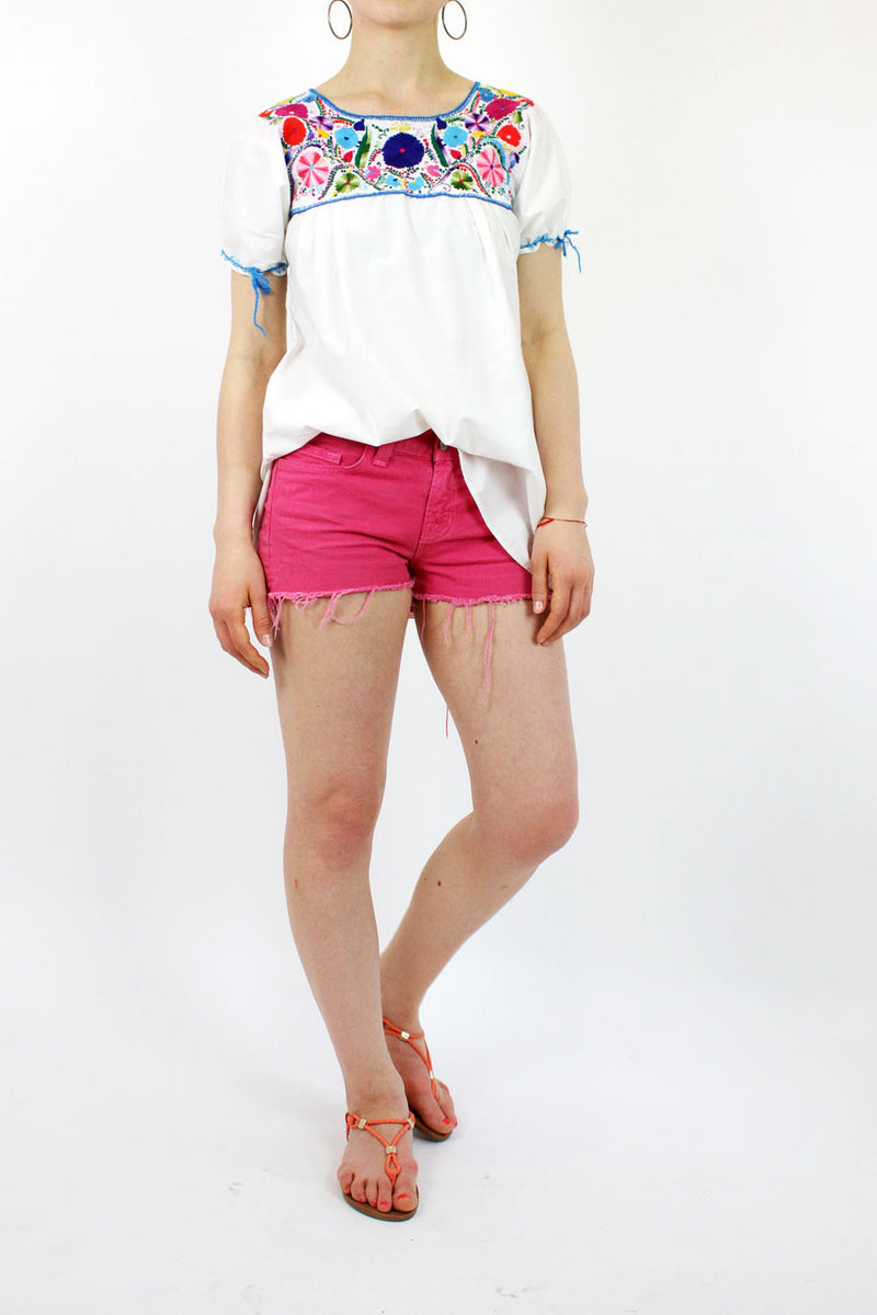 Chiapas embroidered smock blouse M