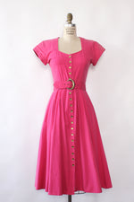 Fuchsia Cotton Button Dress S