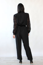 Roberta Velvet Burnout Layered Jumpsuit M/L