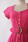 Fuchsia Cotton Button Dress S
