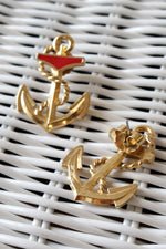 Ruby Red Anchor Earrings