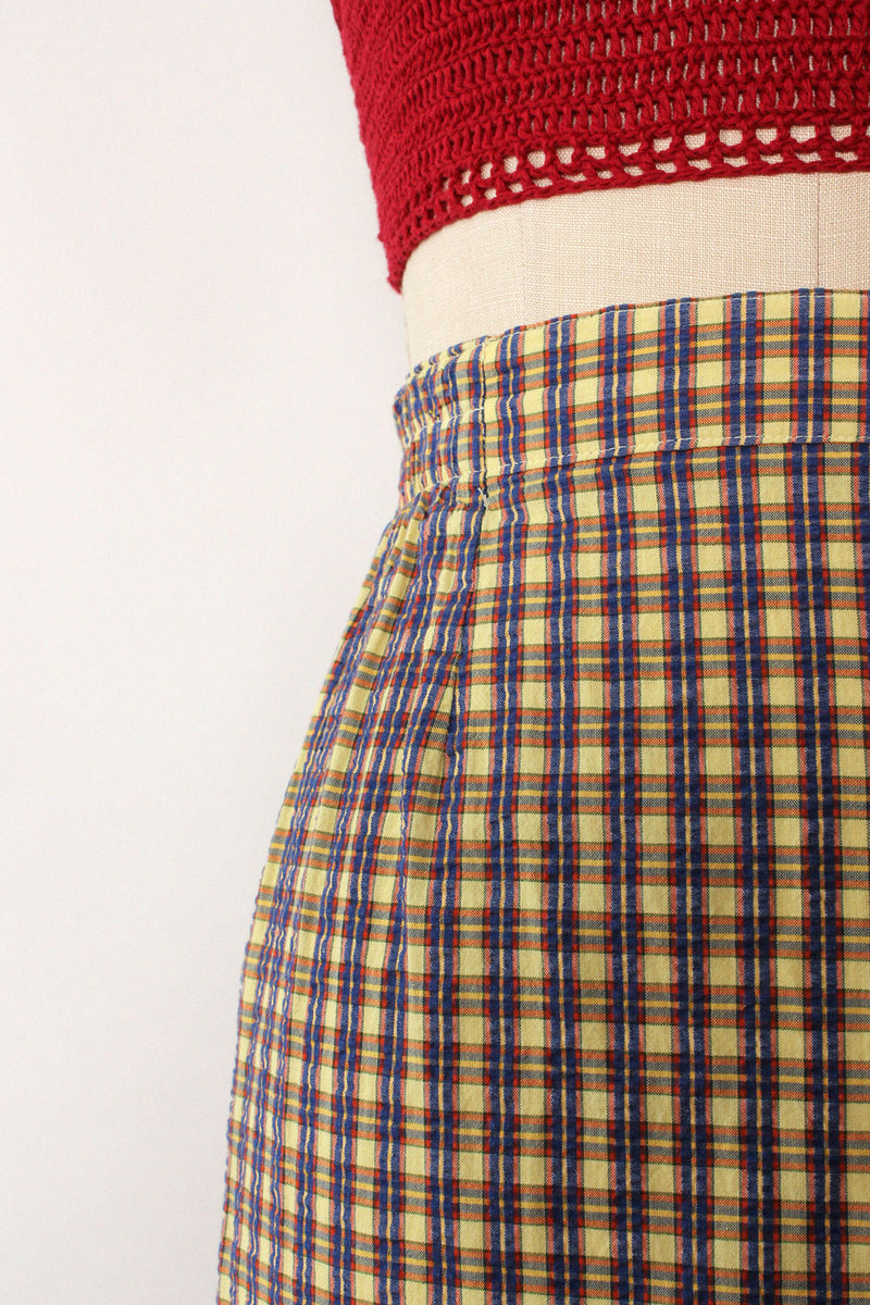 Plaid Crinkle Pencil Skirt XS/S