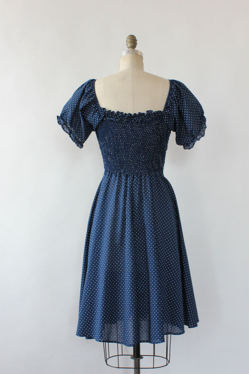 Swiss Dot Puff Sleeve Dress S/M Petite