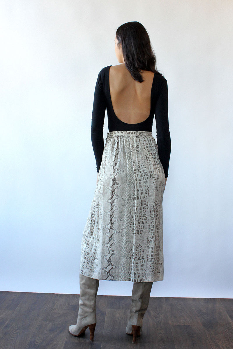 Snakeskin Silk Midi Skirt M/L