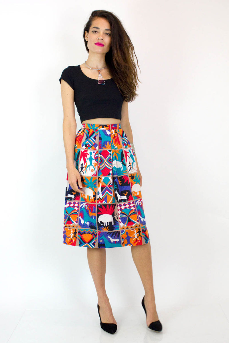 Tribal Block Print Cotton Skirt XS/S