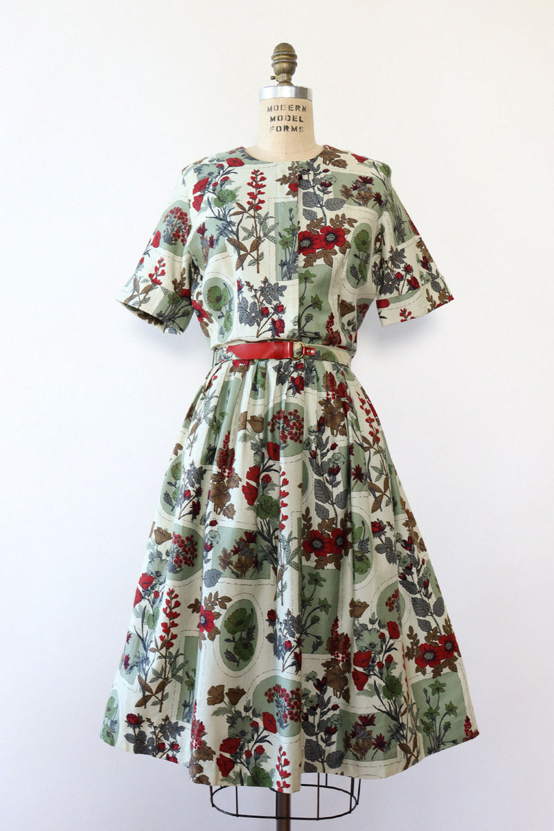Poppy Moss Cotton Day Dress M-M/L