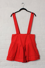 Red Cotton Suspender Shorts M
