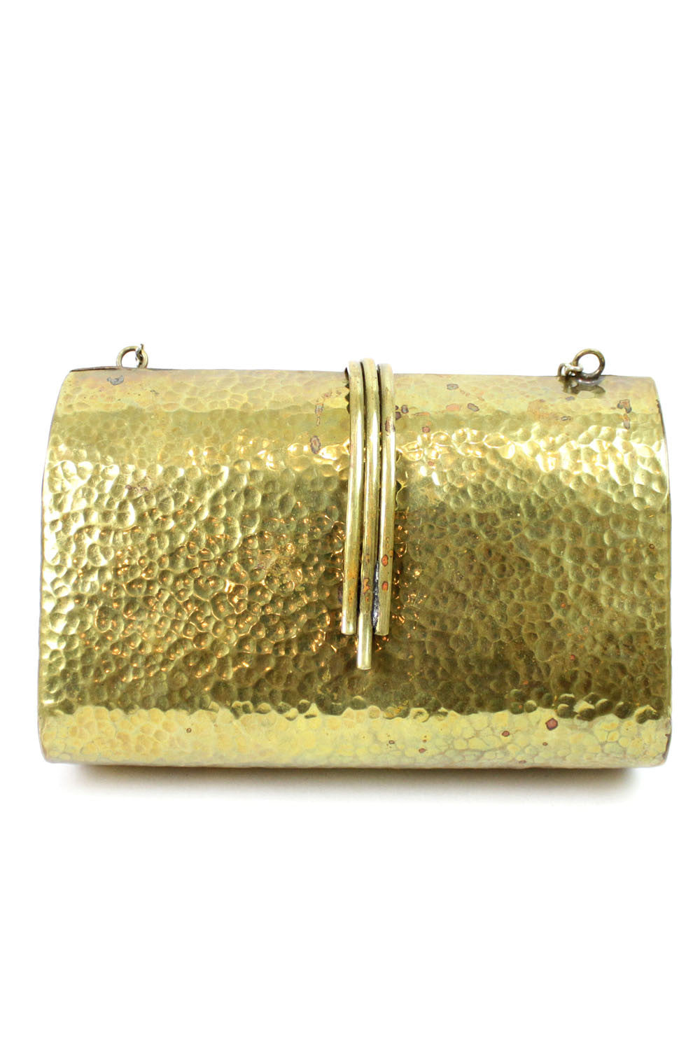 Hammered brass box bag