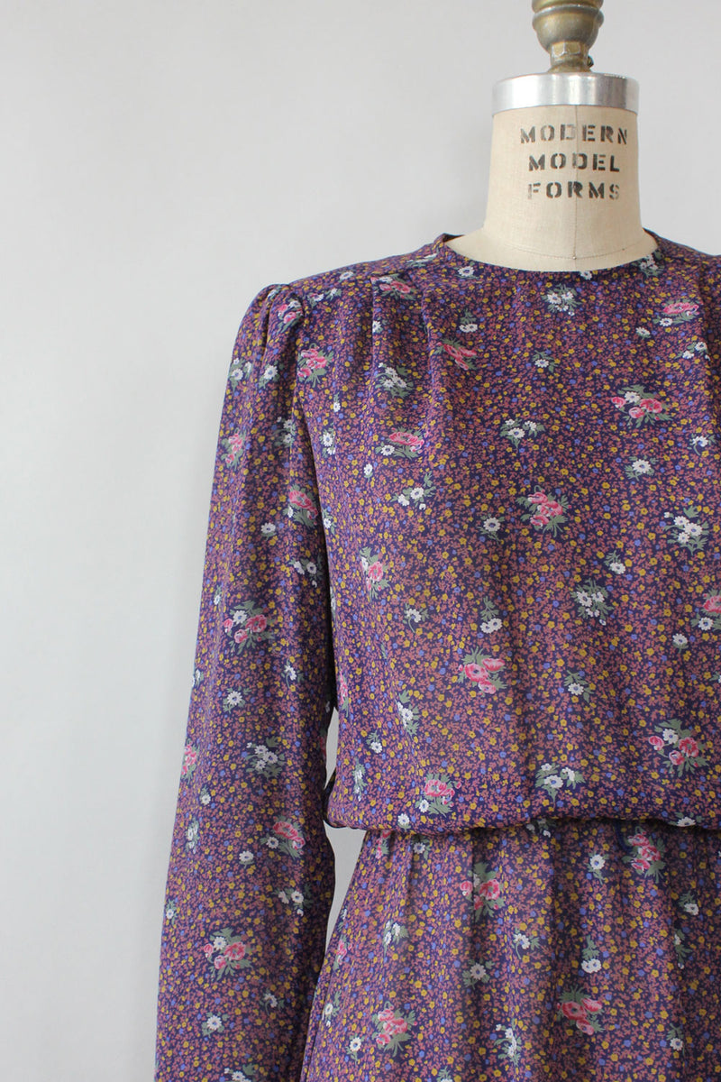 Violet Ditsy Floral Rayon Dress XS-M