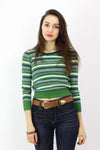 Mossy Green Striped Knit Top XS/S