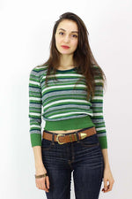 Mossy Green Striped Knit Top XS/S