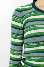 Mossy Green Striped Knit Top XS/S