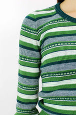 Mossy Green Striped Knit Top XS/S
