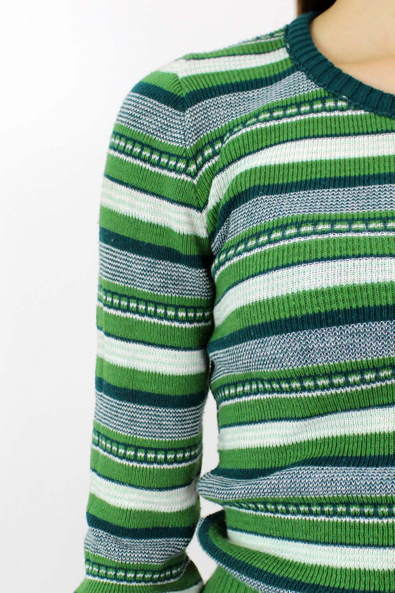 Mossy Green Striped Knit Top XS/S