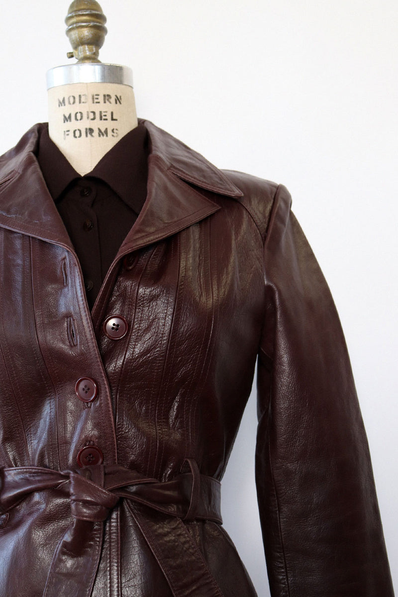 Fitted Aubergine Leather Jacket S/M