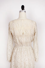 70s Ivory Lace Maxi Dress S/M
