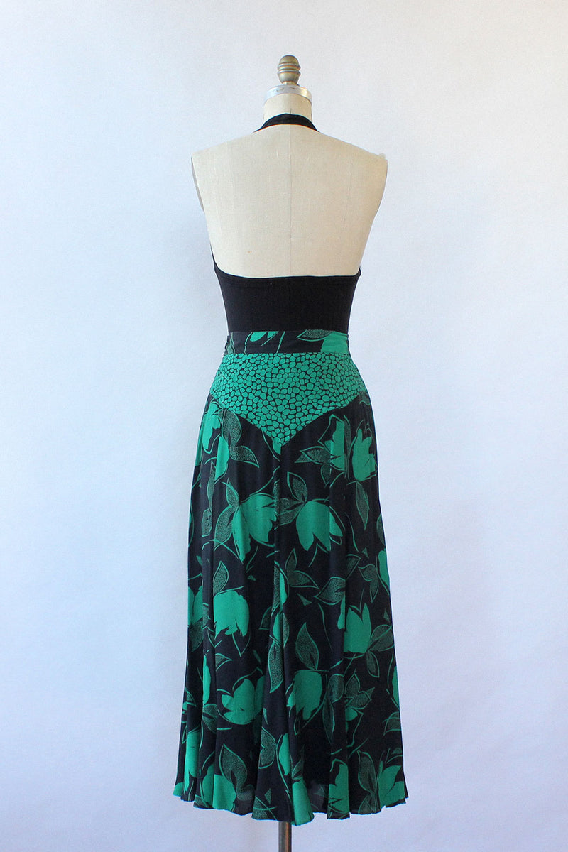 Green Shadow Print Skirt M