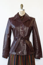 Fitted Aubergine Leather Jacket S/M