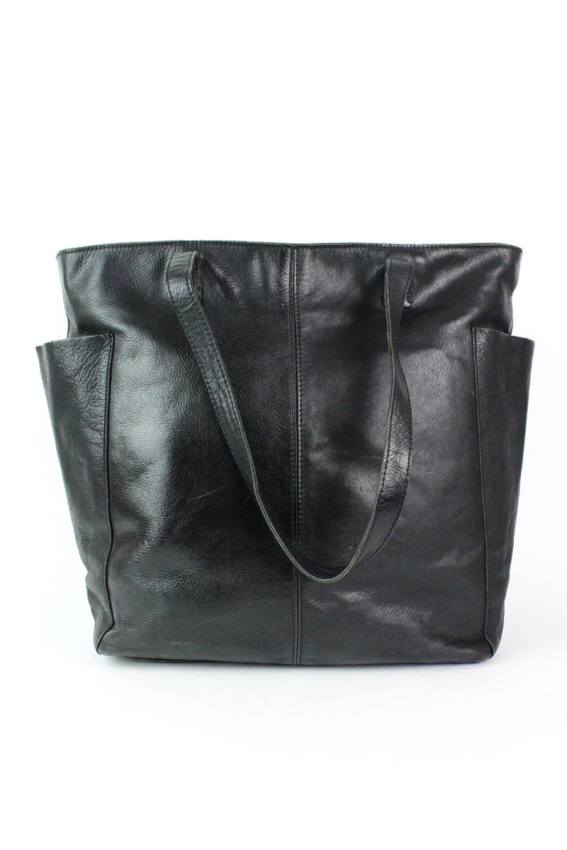 Minimalist Black Leather Tote