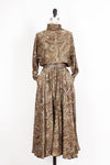Paisley Flared Long Sleeve Dress M