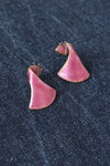 Wavy Rose Enamel Earrings