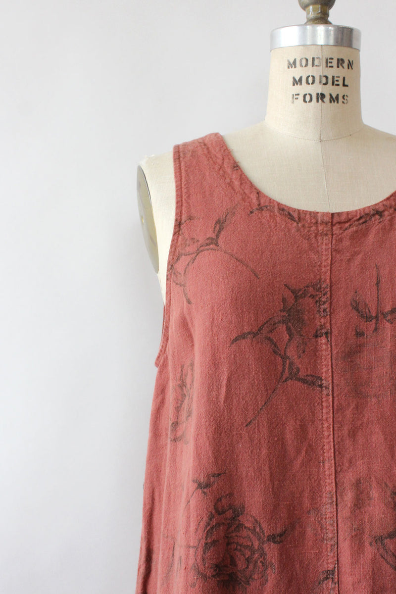 linen jumper dress Terracotta Linen Jumper Dress S/M – OMNIA
