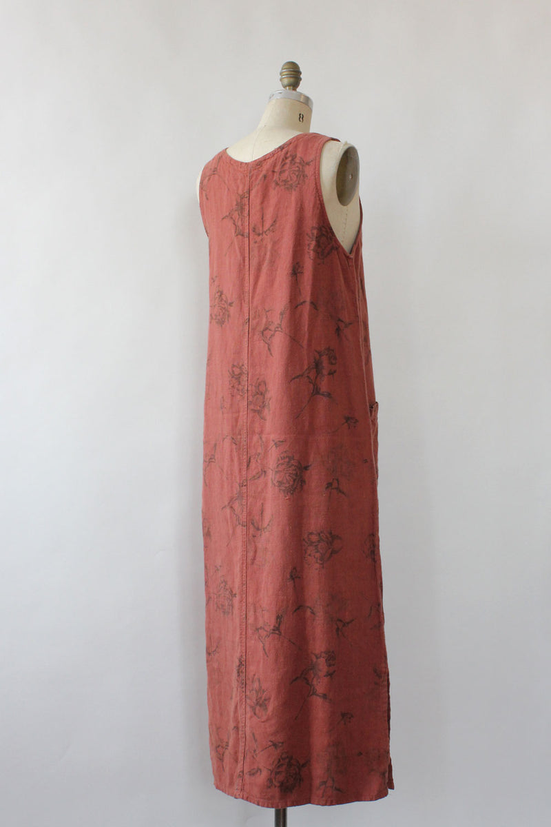 linen jumper dress Terracotta Linen Jumper Dress S/M – OMNIA