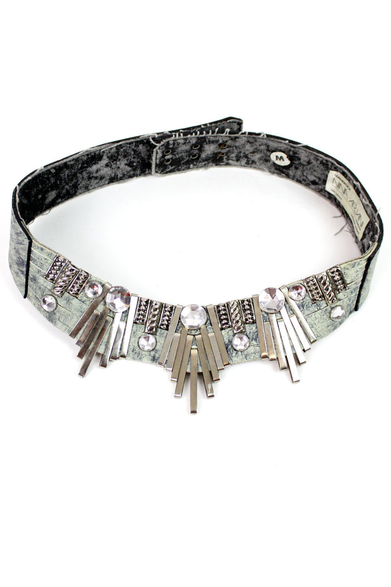 Nina Arjani celestial crystal leather belt M