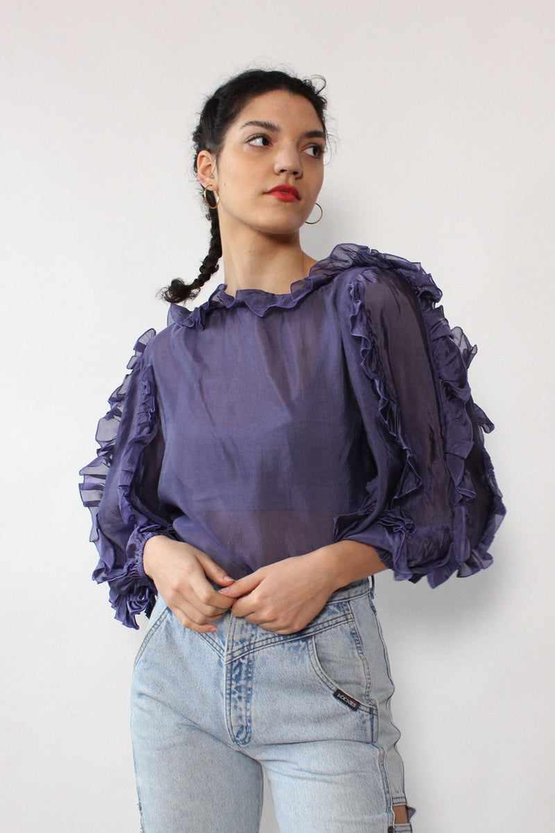 Inky Ruffle Blouse S/M
