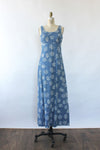 Lace-Up Denim Maxi Dress S