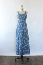 Lace-Up Denim Maxi Dress S