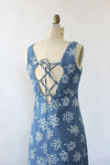 Lace-Up Denim Maxi Dress S