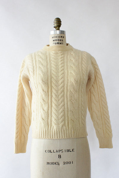 新品 Sugar knit cable tops ivory andmary Sugar knit cable tops ivory andmary Ivory Cable Knit Sweater S/M