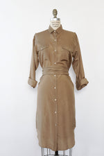 Tan Silk Shirtdress XS/S