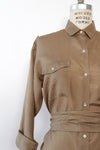 Tan Silk Shirtdress XS/S