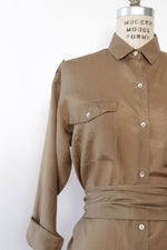 Tan Silk Shirtdress XS/S
