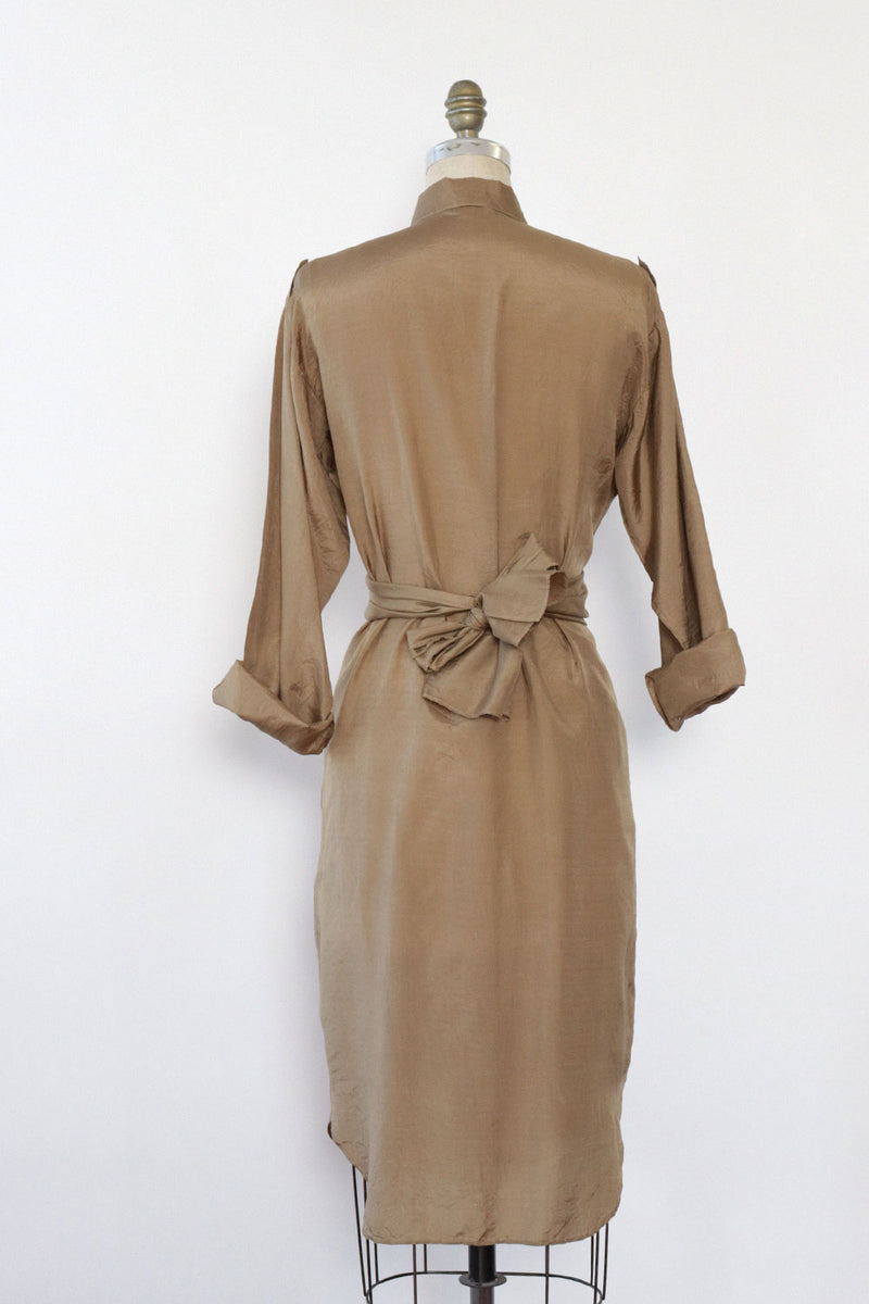 Tan Silk Shirtdress XS/S