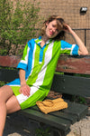 Catherine Ogust Aqua Stripe Dress