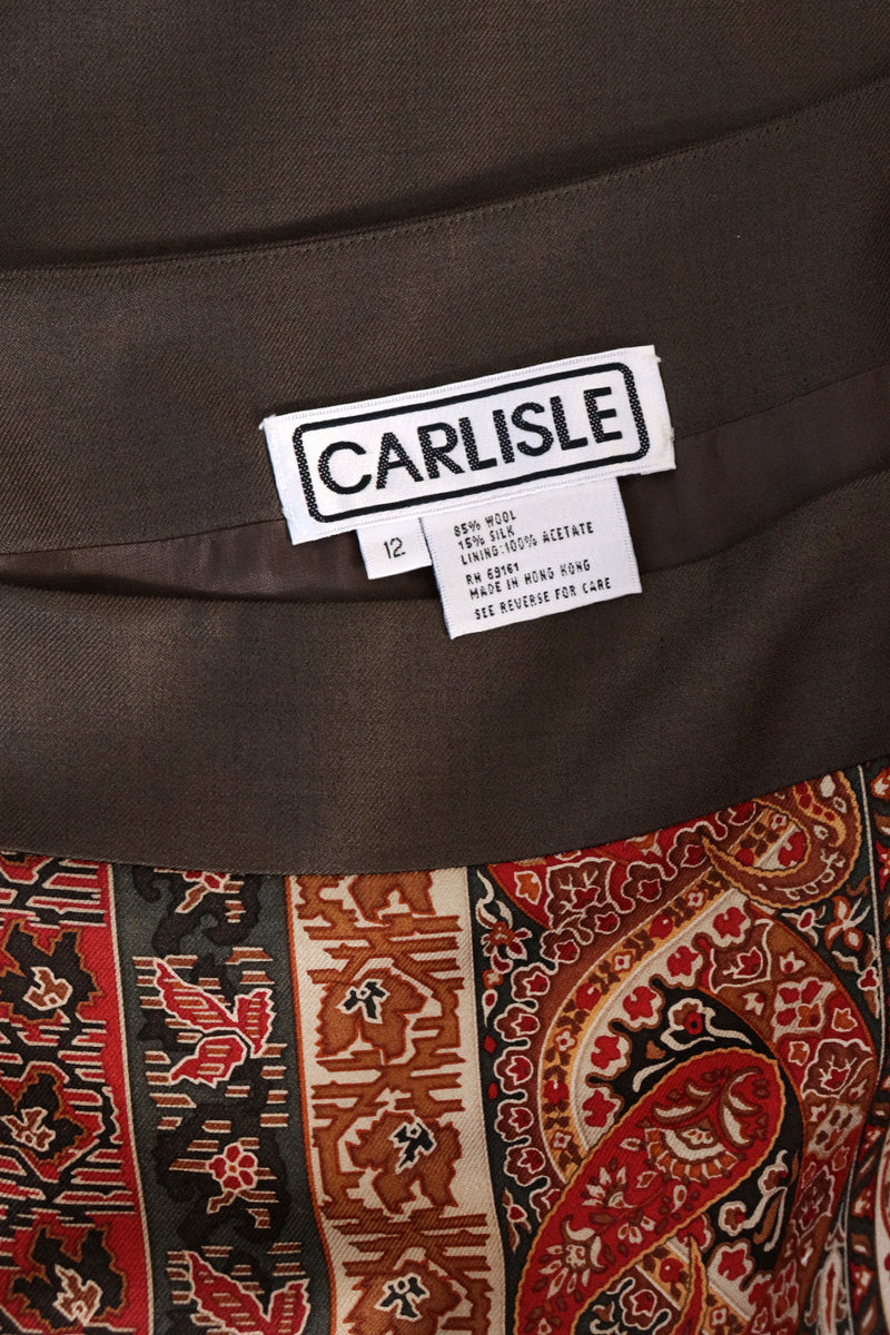 Silk Paisley Straight Skirt L