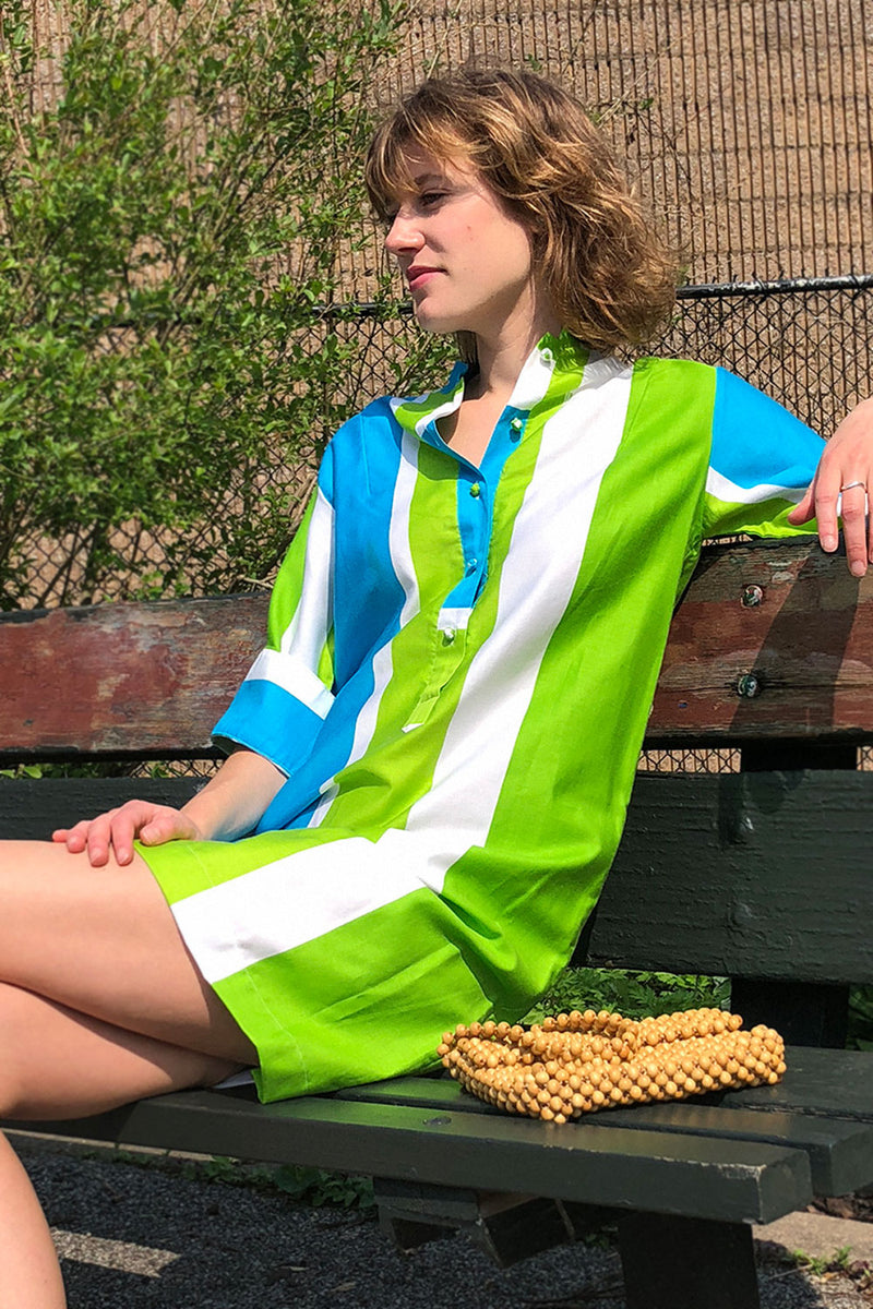 Catherine Ogust Aqua Stripe Dress